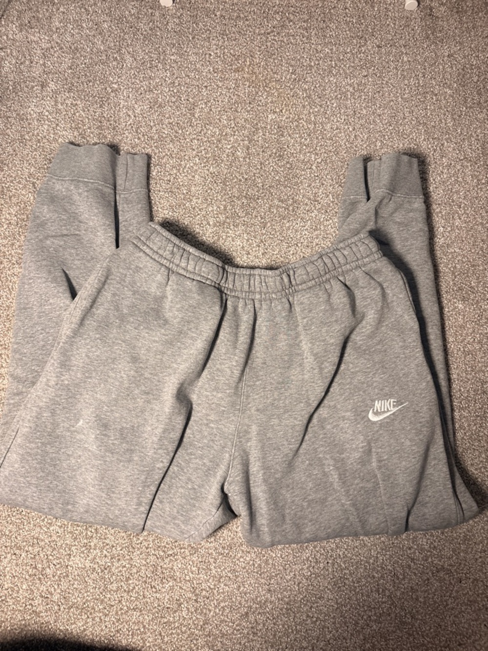 Nike Gray Fleece Sweatpants with White Logo